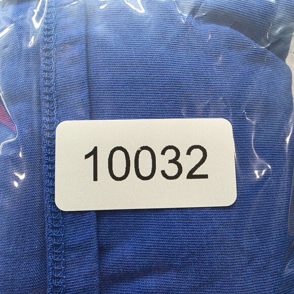 Womens Chico's Blue Knit Blouse Short Sleeve Round Neck Cotton Blend Size 3 - Picture 9 of 9